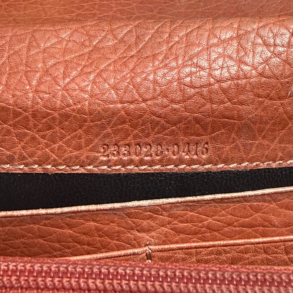 Gucci Beige Monogram Canvas Wallet with Orange Leather Trim - Picture 8 of 14